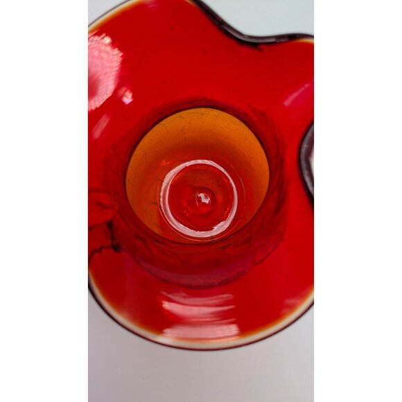 Rainbow Glass Hand Blown Amberina Creamer Pitcher Crackle Vintage Collectible - Picture 7 of 16